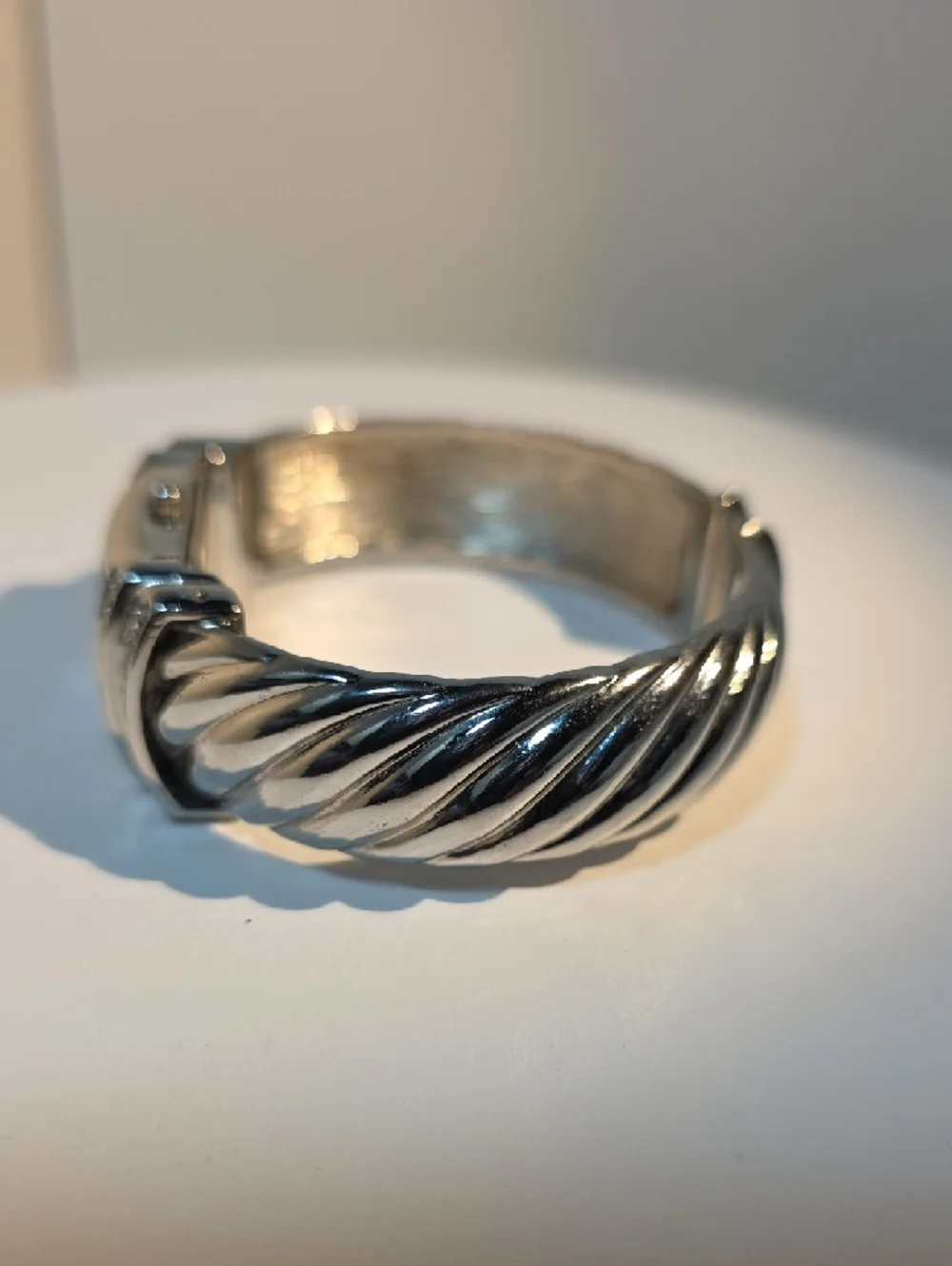 Studio Silver Crystal-Accent Twisted Bangle Watch